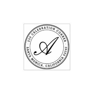 Vet Klassiek Script Monogram Rond Retouradres Rubberstempel