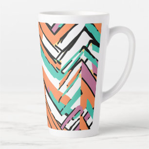 Vet Kleur Visgraat Chevron patroon Latte Mok