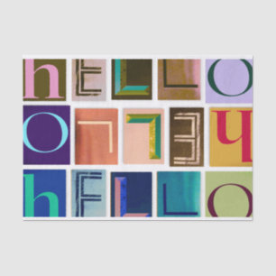 Vet kleurig HALLO Typografie-weefsel Tissuepapier