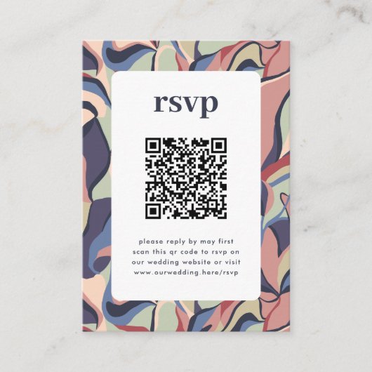 Vet Kleurrijk Abstract Bloemen QR Code Bruiloft RS Informatiekaartje (Voorkant)