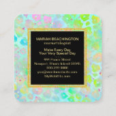 ** Vet Kleurrijk Abstract Dier AP93 Neon Gold Vierkante Visitekaartje (Achterkant)