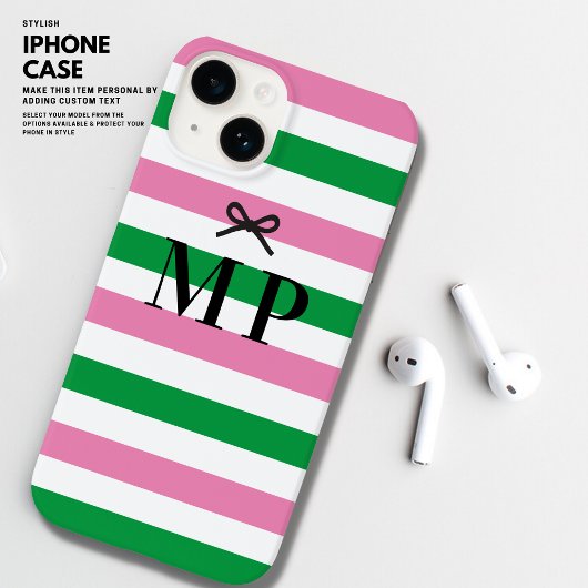 Vet Kleurrijk Eenvoudig Roze en Groen Boog Monogra Case-Mate iPhone Case