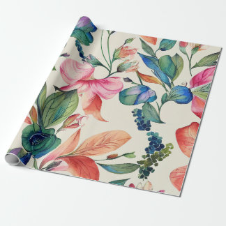 Vet kleurrijk Elegant Floral Weddenschap en verjaa Cadeaupapier