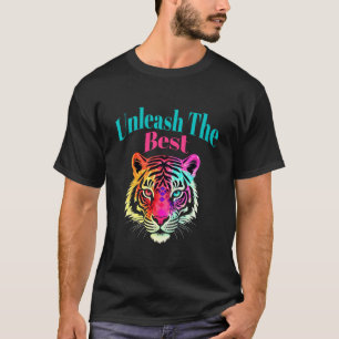 Vet Kleurrijk Tiger Art T-shirt Laat het beste los