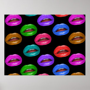 Vet kleurrijke handpalm Lipstick Poster