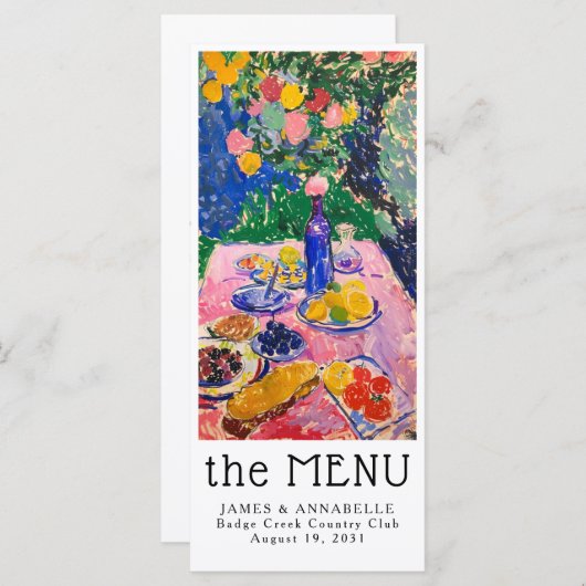 Vet Kleurrijke Maximalistische Abstracte Zomer Huw Menu (Voorkant / Achterkant)