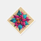 Vet Kleurrijke Pop Art Poinsettia Decoupage Servet (Hoek)