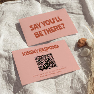 Vet Kleurrijke Retro Bright Unieke QR Code Huwelij RSVP Kaartje