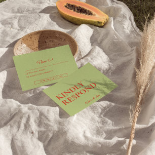 Vet Kleurrijke Retro Funky Moderne Heldere Bruilof RSVP Kaartje