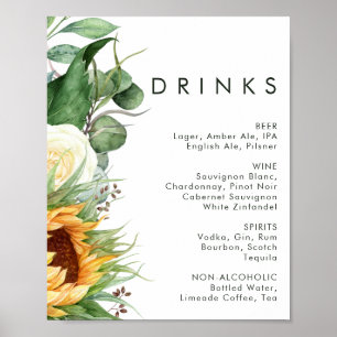 Vet land Zonnebloem Band voor Drink van bruiloft Poster