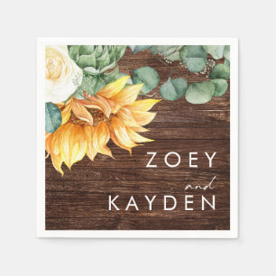 Vet land Zonnebloem   Hout Wedding Napkins Servet