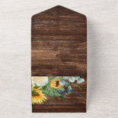 Vet land Zonnebloem | Houtzegel en vervoer All In One Uitnodiging (Buitenkant)