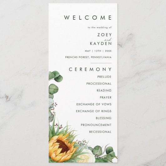 Vet land Zonnebloem | Weddenschap-programma Programma (Voorkant)