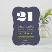 VET LEEFTIJDSNUMMER minimale marine wit 21e UITNOD Kaart (Staand voorkant)