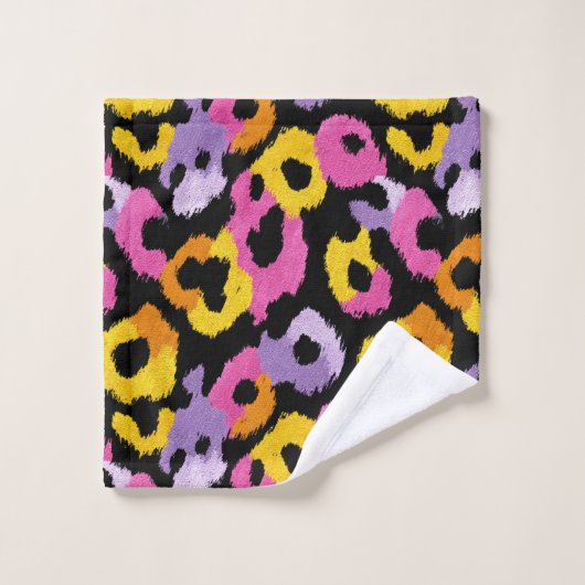 Vet Leopard Print Retro Glam y2k Monogrammed Naam Bad Handdoek (Wasdoekje)