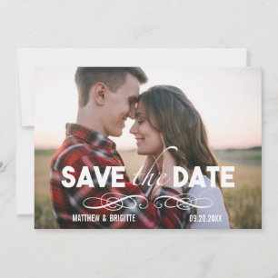 Vet lettertype Eenvoudige foto Opslaan Datum Save The Date