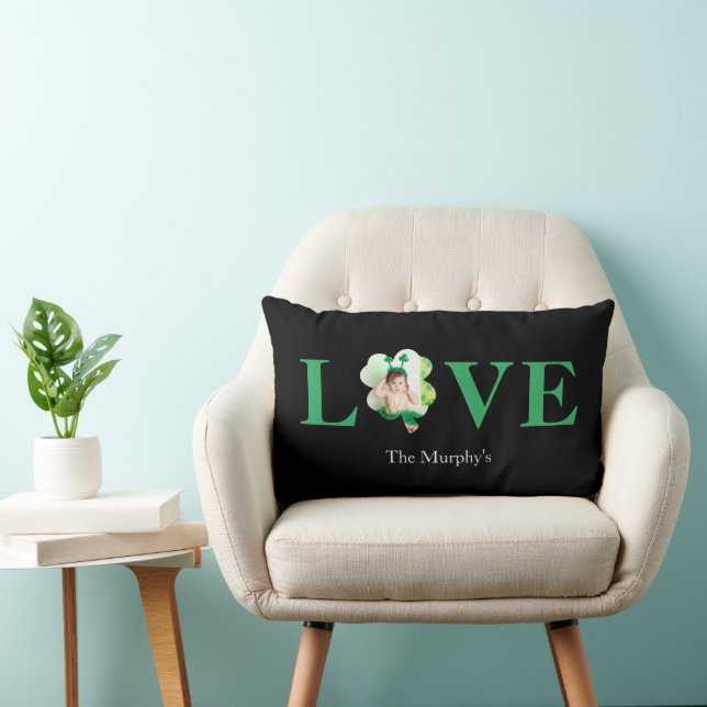 Vet lettertype Liefde Foto Shamrock St. Patrick's  Kussen (Stoel)