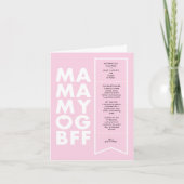 Vet Leuk Bewerkbaar Ticket Tekst Roze Moederdag Kaart (Voorkant)