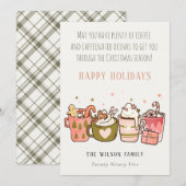 Vet leuk koffie cafeïne drankjes Kerstmis Feestdagenkaart (Voorkant / Achterkant)