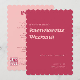 Vet Leuk Meisje Roze Magenta Bachelorette Weekend Kaart