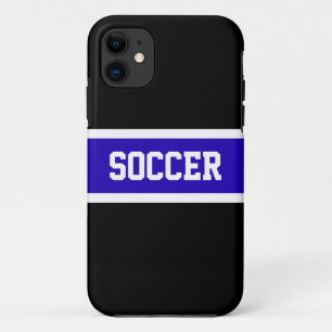 Vet Levendig Blauw Zwart Wit Strepen "VOETBAL" Tek iPhone 11 Hoesje