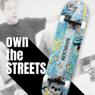 Vet levendige stedelijke graffiti schedel skateboard