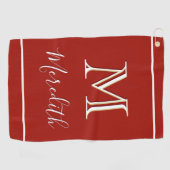 Vet licht met een unieke 3 kleurenmonogram I-naam Golfhanddoek (Horizontaal)