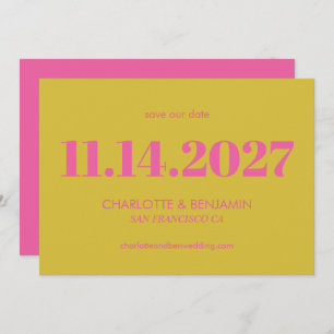Vet licht roze en gele typografie Modern Save The Date