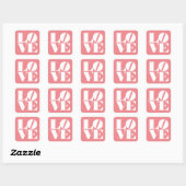 Vet liefdeswit Roze Valentijnse Vierkante Sticker (Vel)