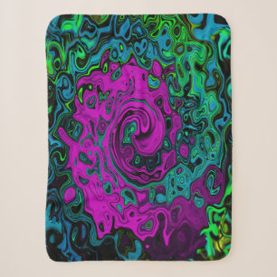 Vet magenta abstract groovy vloeibare kunst wervel sherpa deken