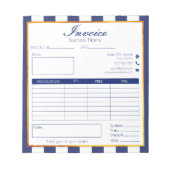 Vet Marineblauw Goud Easy Small Business Factuur Notitieblok (Voorkant)