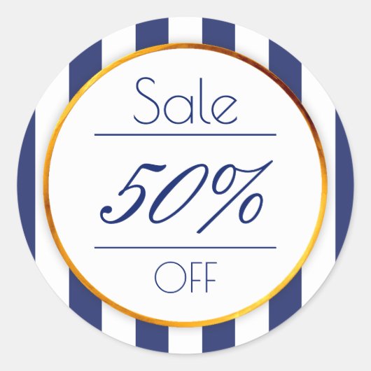 Vet marineblauw gouden winkel promotie verkoop sti ronde sticker (Voorkant)