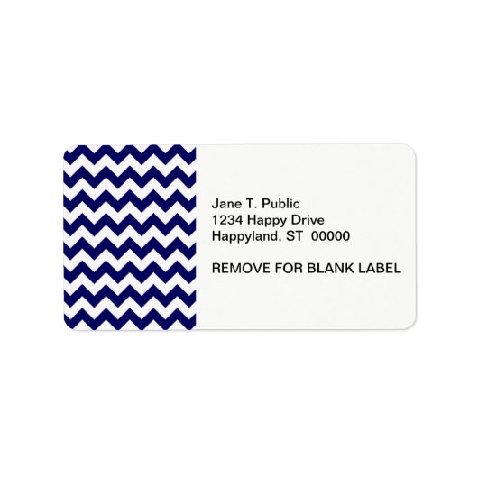 Vet marinesblauw en wit Chevron Zig-Zag Pattern Etiket (Voorkant)