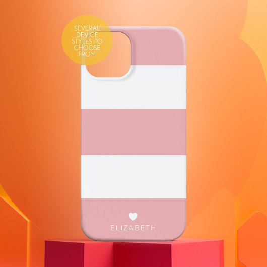 Vet Matig Blush Roze Striped Patroon met hart Case-Mate iPhone Case