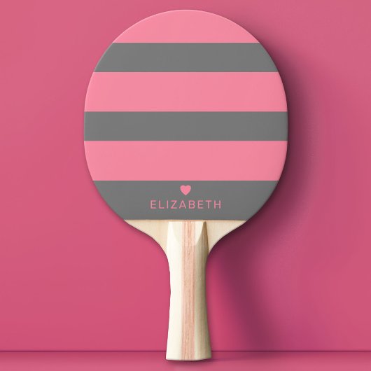 Vet Matig Blush Roze Striped Patroon met hart Tafeltennisbatje