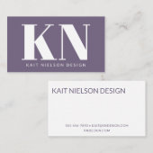 Vet Matig Monogram Professioneel Paars Visitekaartje (Voorkant / Achterkant)