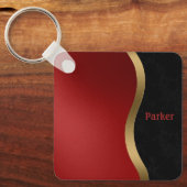 Vet Matig Zwart Rood en Goud Sleutelhanger (Voorkant)