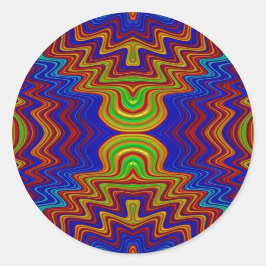 ~ Vet Meerkleurig Fractal ~ Ronde Sticker (Voorkant)