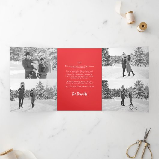 Vet Merry en heldere foto Drieluik Wenskaart (Binnen)