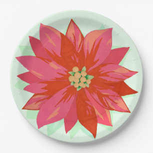 Vet, met de hand geschilderd poinsettia custom des papieren bordje