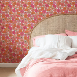 Vet met de hand getekende bloem behang