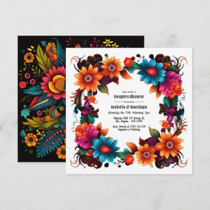 Vet Mexicaans Fiesta Bloemenkoppel Bruiloft Kaart