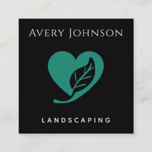 Vet & Minimal Green Leaf Heart Landscaping Lawn Vierkante Visitekaartje
