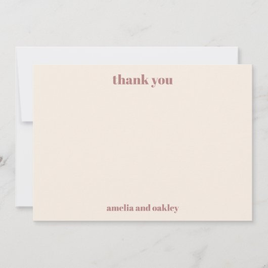 Vet Minimalistisch Boho Roos Retro Custom Bruiloft Bedankkaart (Voorkant)