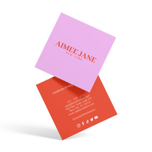Vet Minimalistisch Luxe Boetiek Roze/Sinaasappel Vierkante Visitekaartje