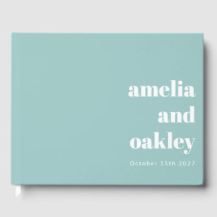 Vet Minimalistisch Modern Aqua Blue Custom Wedding Gastenboek