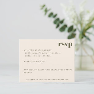 Vet minimalistisch mos Herfst retro aangepaste bru RSVP Kaartje