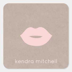 Vet minimalistisch roze lippen Logo make-up arties Vierkante Sticker