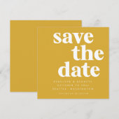 Vet Minimalistisch Vierkant Mosterdgeel Basis Save The Date (Voorkant / Achterkant)