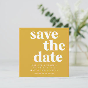 Vet Minimalistisch Vierkant Mosterdgeel Basis Save The Date